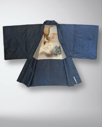 Men's Haori Oshima Pongee Hawk Navy Blue (with hanger) HA0018